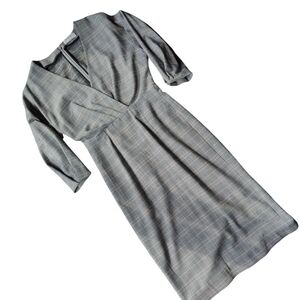 Babaton‎ Gray Plaid V-Neck Dress